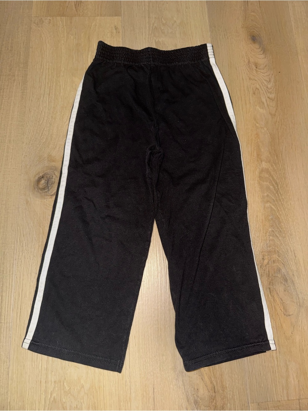 Black Kids Track Pants with White Side Stripe